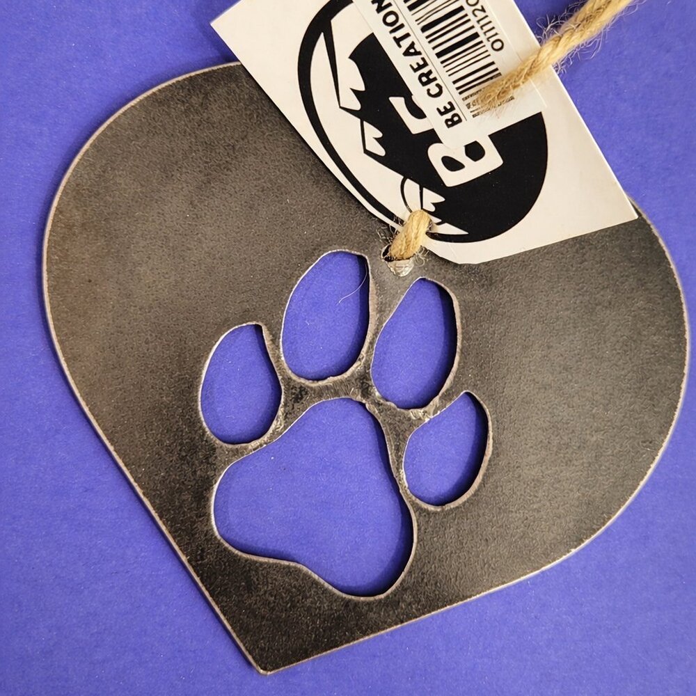 Metal Heart Paw Print Ornament– New With Tags – Rustic Decor - Picture 4 of 4